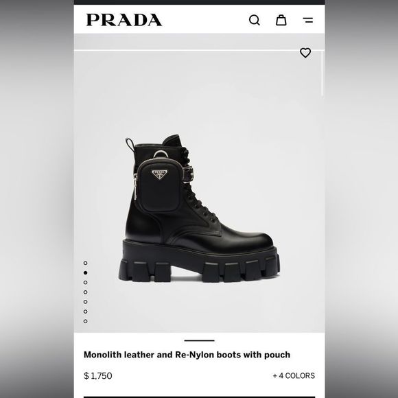 Prada Black Leather Combat Boots with Detachable Pouch - Picture 16 of 16